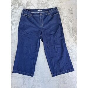 Lands End Womens Dark Wash Cropped Wide Leg Jeans Size 26W
